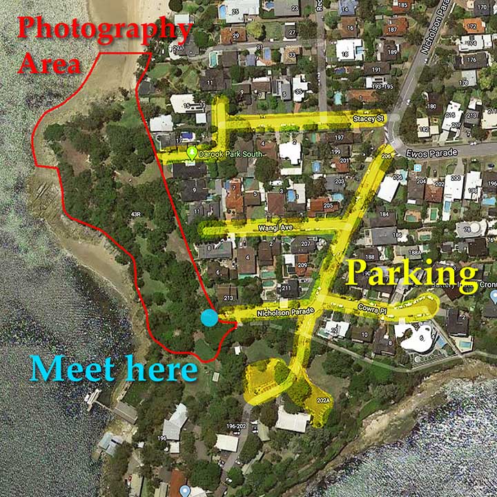 Sutherland Shire Family Photography & Wedding Portrait Location - Dark Park South Map